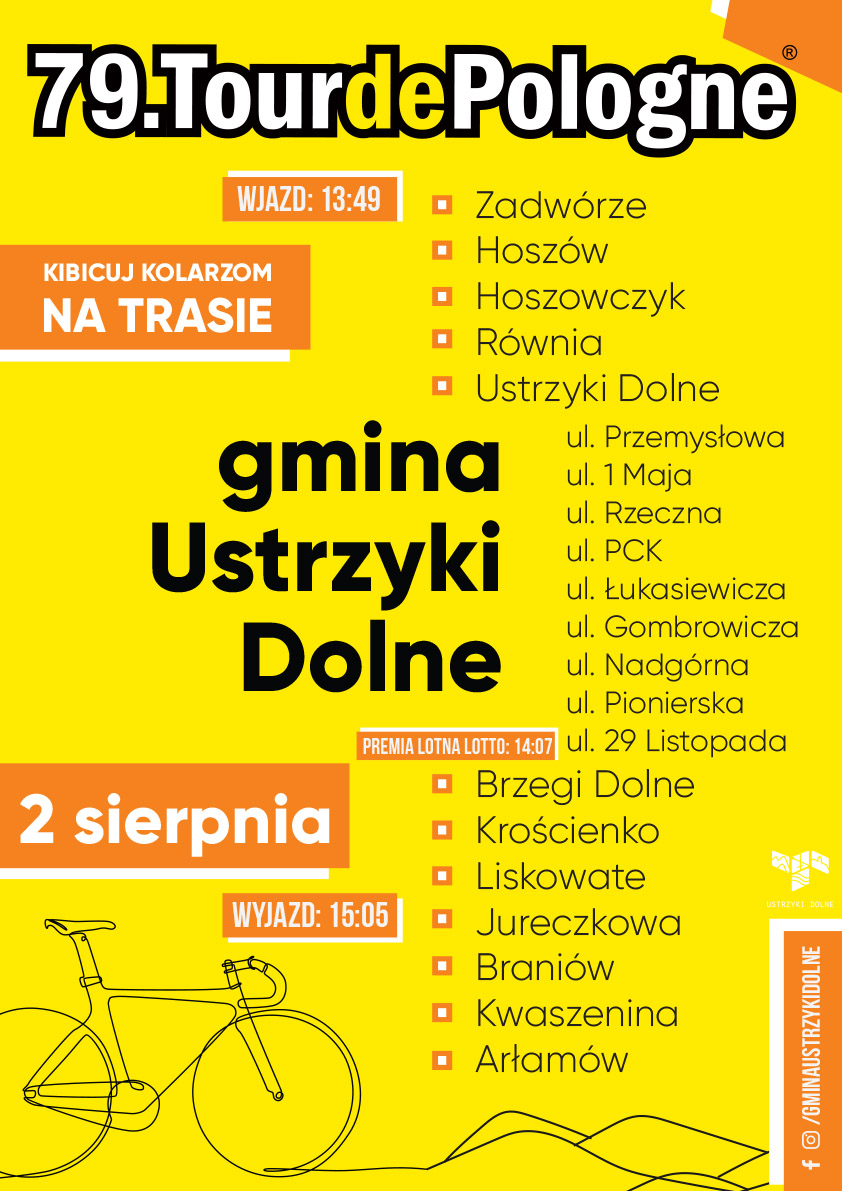 2 sierpnia ulicami Gminy Ustrzyki Dolne przejedzie ponownie Tour de Pologne!